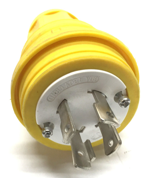 Woodhead 4-Prong Yellow Watertite Locking Male Plug Only 1301470081 USED