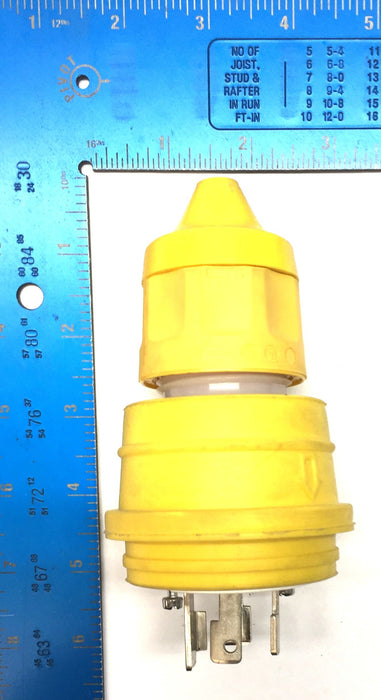 Woodhead 4-Prong Yellow Watertite Locking Male Plug Only 1301470081 USED