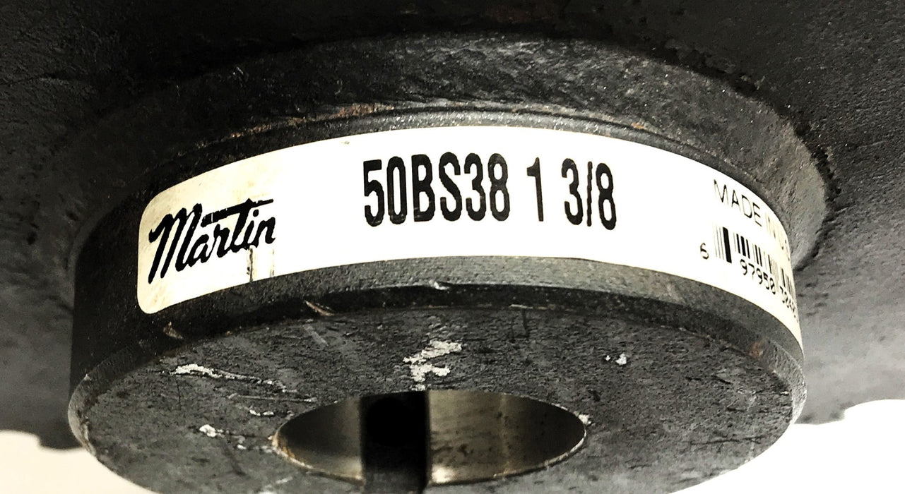 Martin 1-3/8" Bore 5/8" Pitch Roller Chain Sprocket W/ Keyway 50BS38 NOS