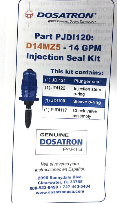 Dosatron 14GPM Injection Seal Kit D14MZ5 (PJDI120HTAF) NOS