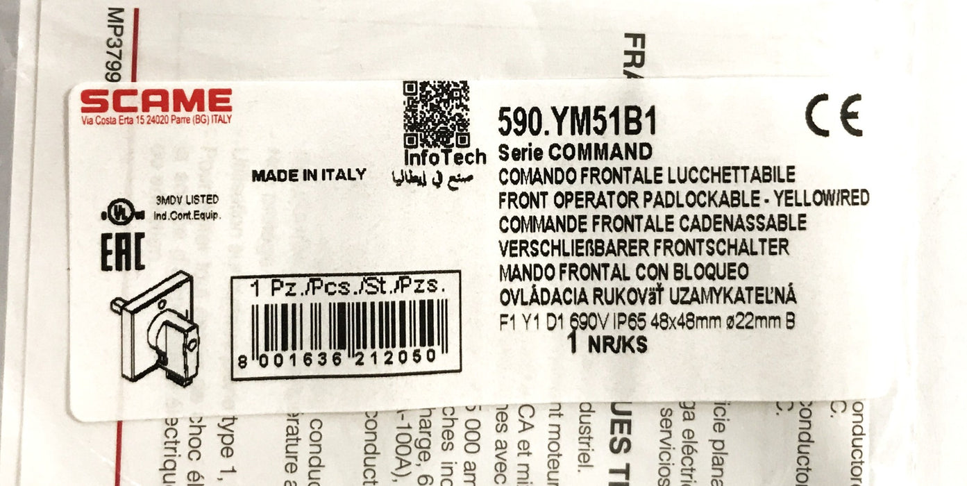 Scame Padlockable Front Operator Disconnect Switch 590-YM51B1 NOS