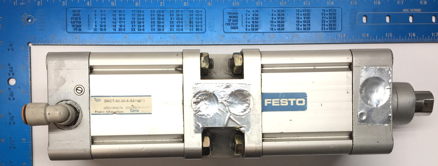 Festo M241 Double-Acting Tandem Pneumatic Cylinder DNCT-80-20-A-SA (19879) USED