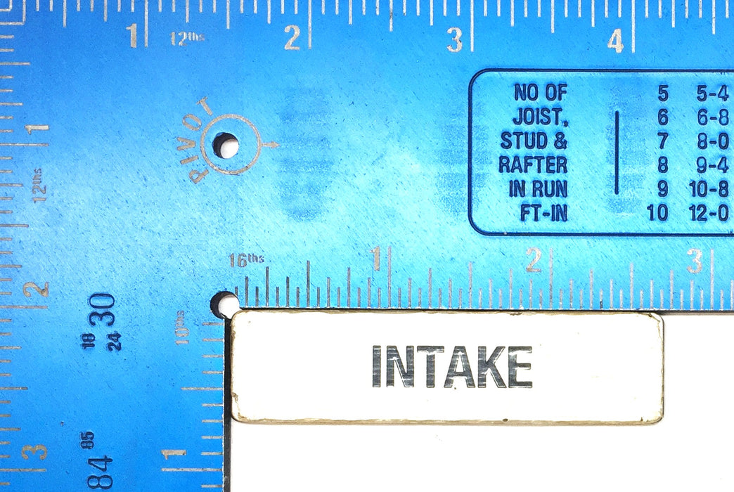 Unbranded 3/4" x 2-3/4" "INTAKE" Plate with Adhesive Backing 798183 NOS
