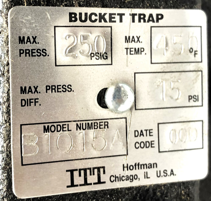 Hoffman Specialty In-Line Bucket Trap 1/2" NPT 250 PSIG 404300 (B1015A) NOS