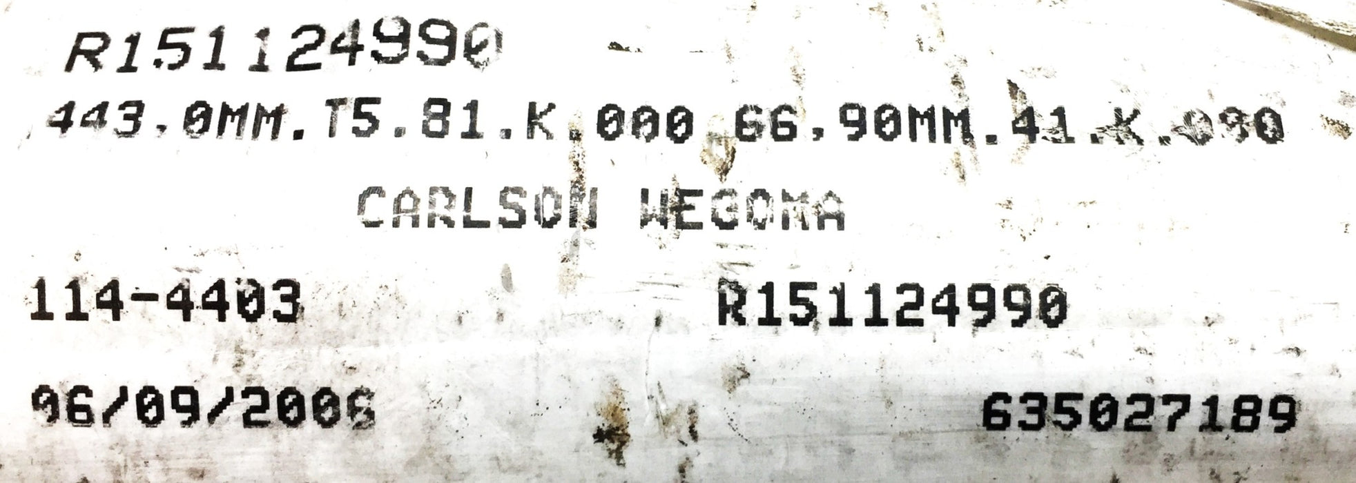 Carlson Wegoma 443,0MM.T5.81.K.000.66,90mm.41.K.080 Screw Shaft 114-4403 NOS