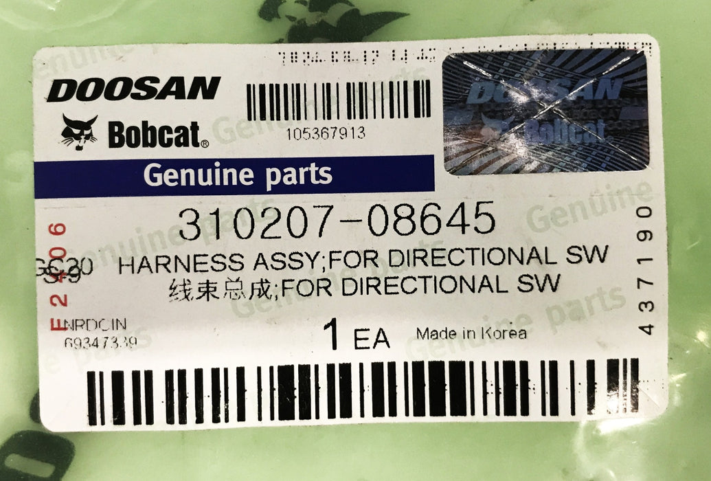 Doosan Bobcat Forklift Harness Assembly for Directional SW 310207-08645 NOS