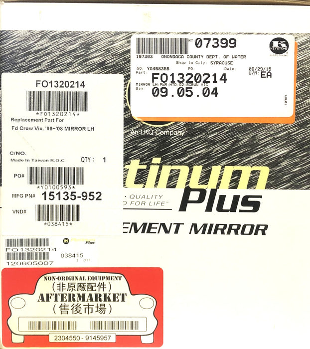Keystone Platinum Plus Left Hand Replacement Mirror Assembly FO1320214 NOS