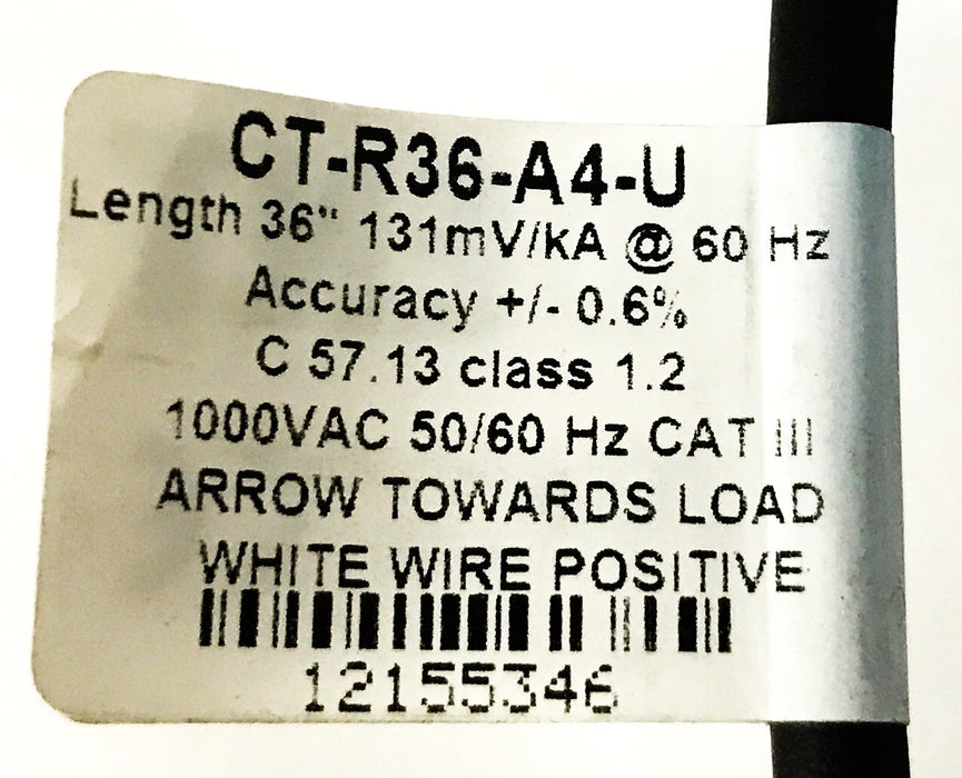Dent Instruments RoCoil Flexible Rogowski Current Transformer CT-R36-A4-U NOS