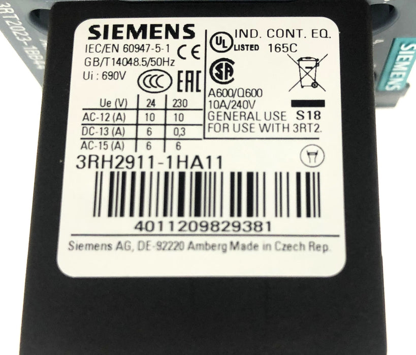 Siemens Power Contactor 3RT2023-1BB44 NOS