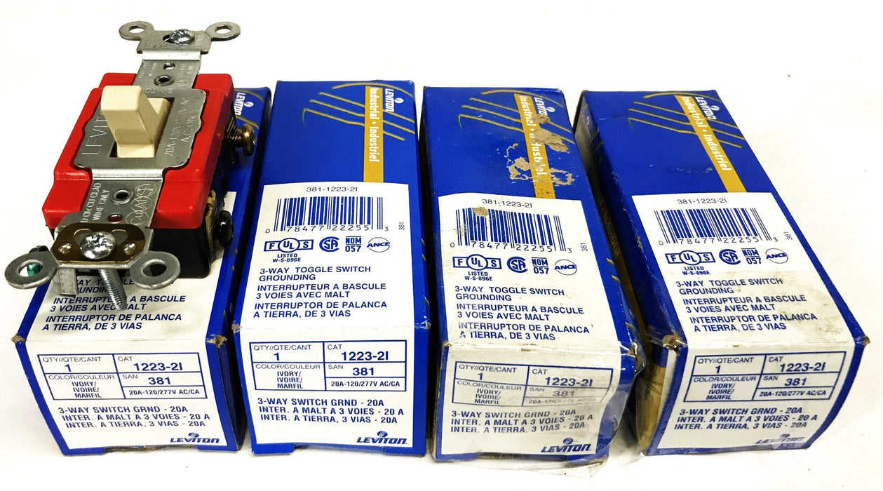 Leviton Ivory 20A 120/277W 3-Way Switch 1223-2I [Lot of 4] NOS