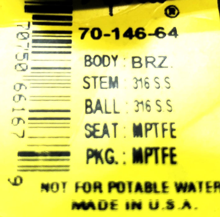 Apollo 1-1/4" Ball Valve 70-146-64 NOS