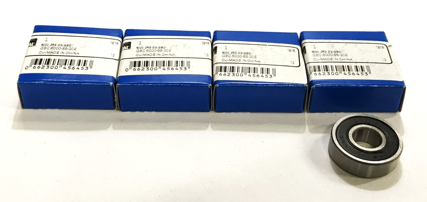 General Bearing Single Row Ball Bearing 6000-2RS [Lot of 4] NOS