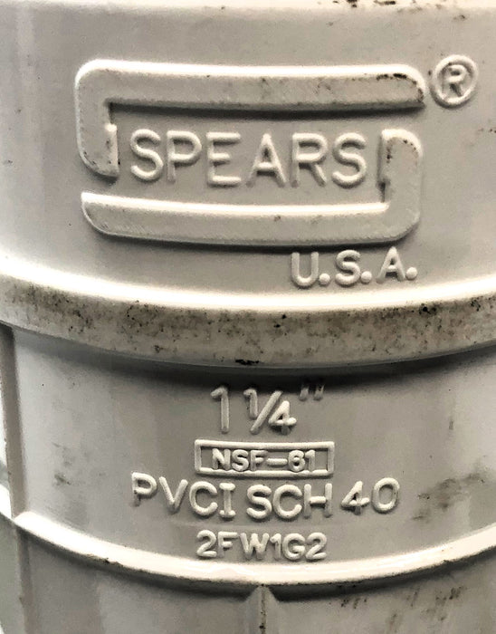 Spears 1-1/4" SCH40 Sliding/Slip Repair Coupling PVC Pipe 2FW1G2 [Lot of 2] NOS