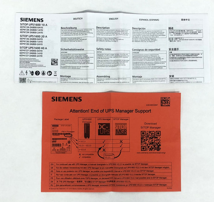 Siemens SITOP UPS1600 Power Supply 6EP4134-3AB00-2AY0 USED