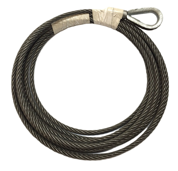 Unbranded 1/4" x 20' One-Sided Eye Loop Thimble Steel Cable USED