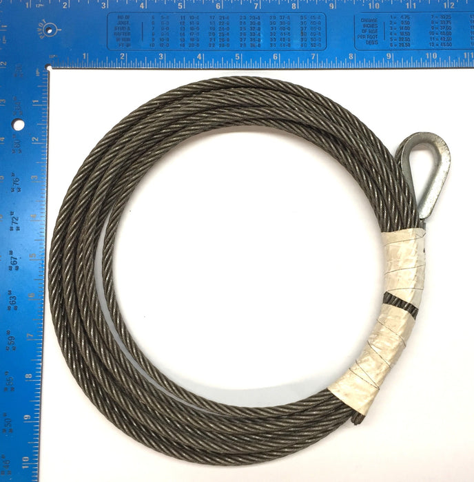 Unbranded 1/4" x 20' One-Sided Eye Loop Thimble Steel Cable USED