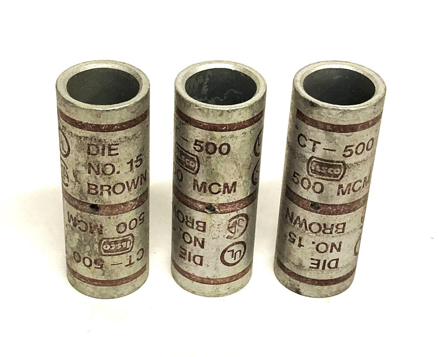 Ilsco Die NO15 Brown Compression Butt Splice CT-500 (500MCM) [Lot of 3] NOS