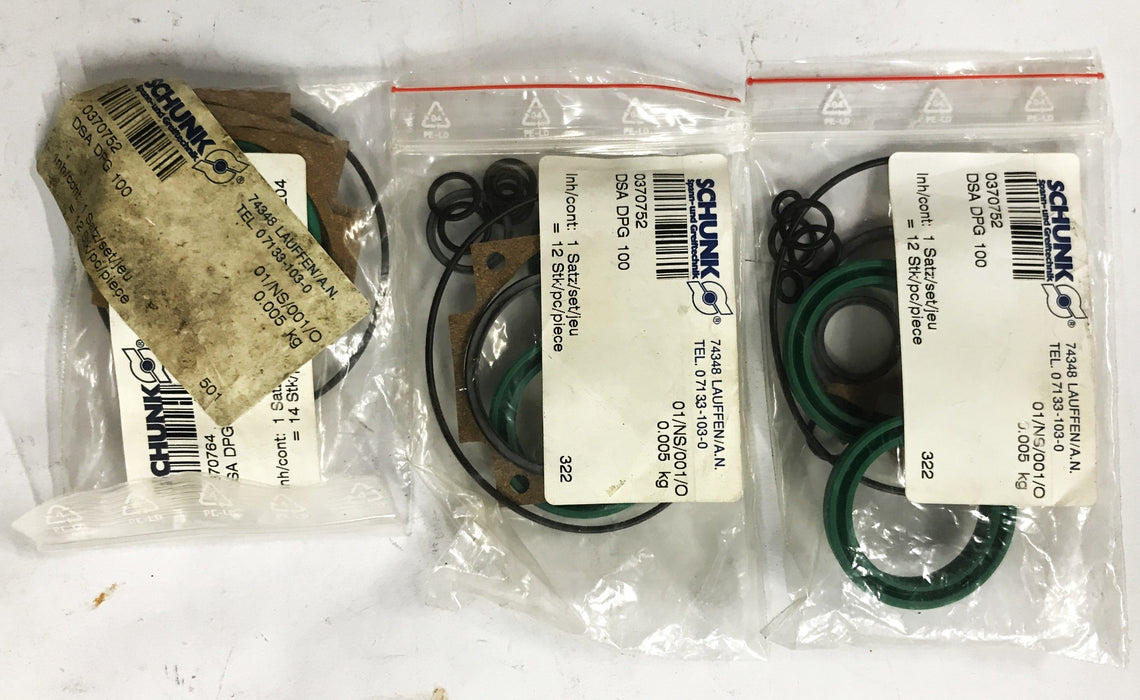 Schunk 12-Piece Seal Kit 0370752-DSA-DPG-100 [Lot of 3] NOS