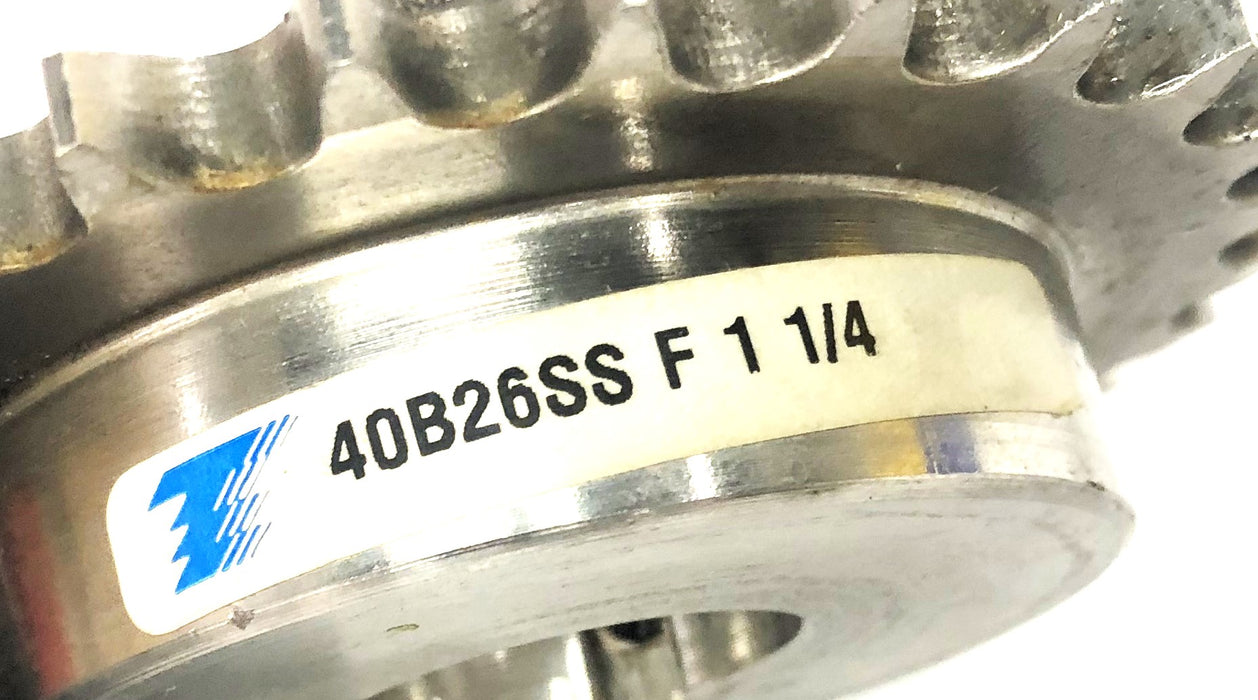Tsubaki 1.25 Inch Bore Roller Chain Sprocket 40B26SS F 1-1/4 NOS