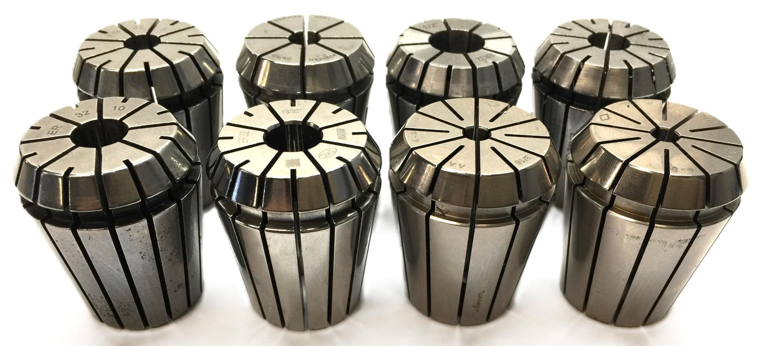 Unbranded Steel Collet Assortment ER32 8,ER32 10,1/2",3/16",13/32"[Lot of 8]USED