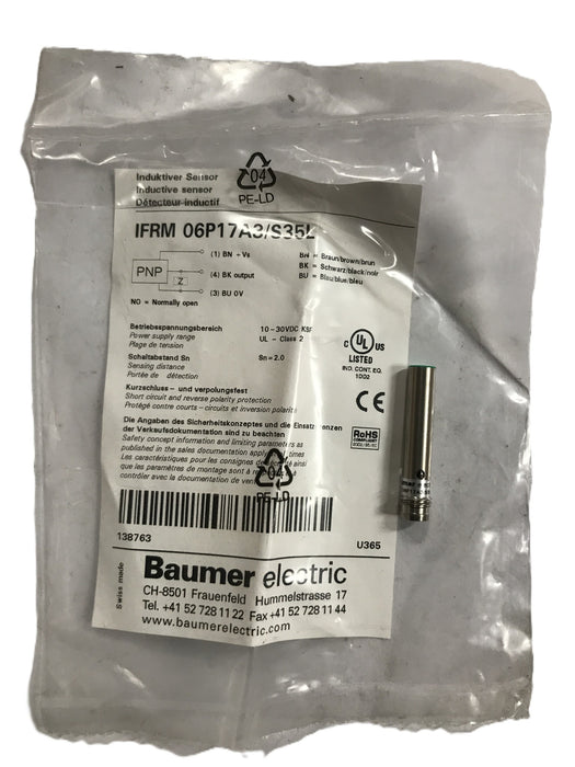 Baumer Indictive Sensor IFRM-06P17A3/S35L [Lot of 3] NOS