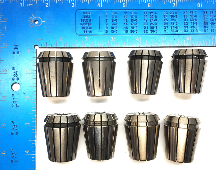 Unbranded Steel Collet Assortment ER32 8,ER32 10,1/2",3/16",13/32"[Lot of 8]USED