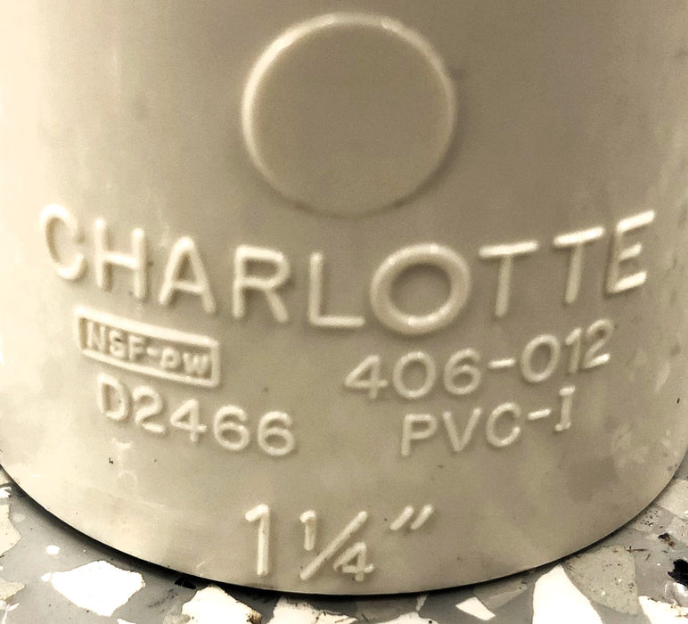 Charlotte 1-1/4" SCH40 PVC 90 Degree Elbow 406-012 [Lot of 5] NOS