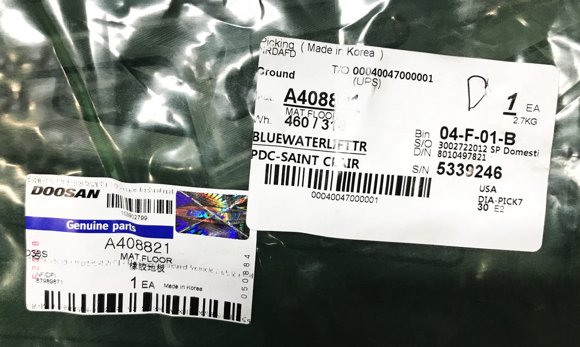 Doosan Forklift Rubber Floor Mat A408821 NOS