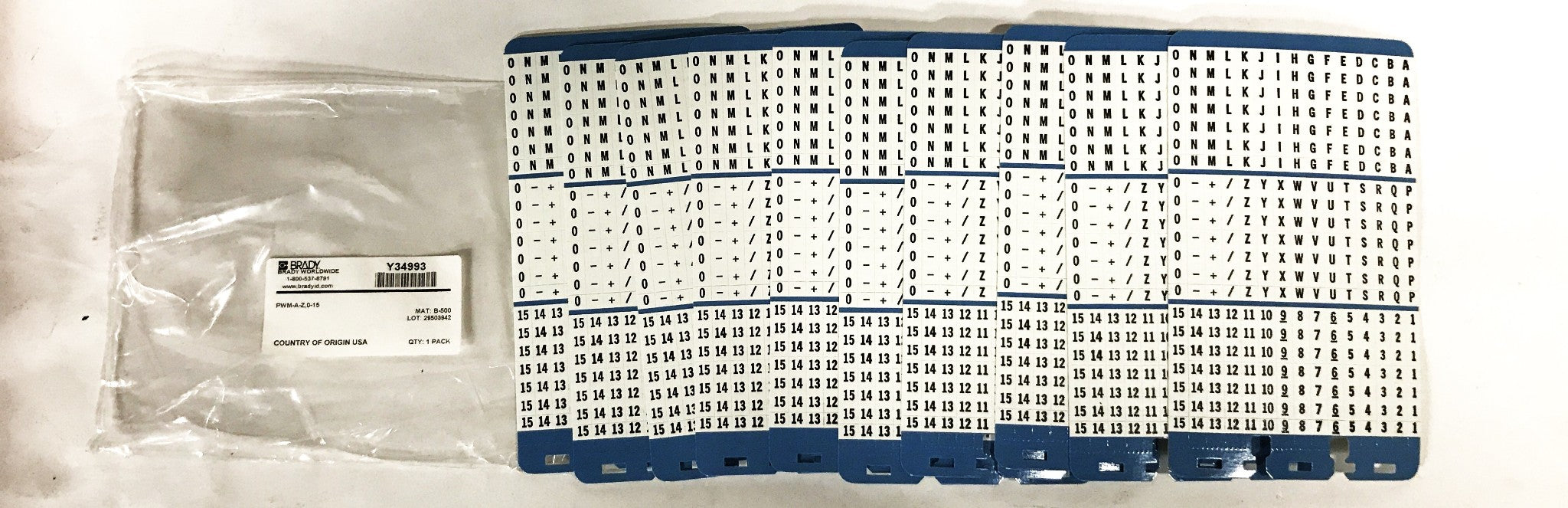Brady 5-Pack of PWM-A-Z, 0-15 Voltage Labels Y34993 NOS