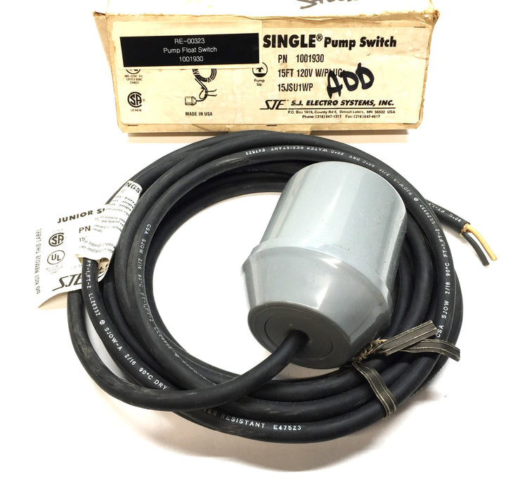 S.J. Electro Junior 15' 120V Super Single Pump Float Switch 1001930 NOS
