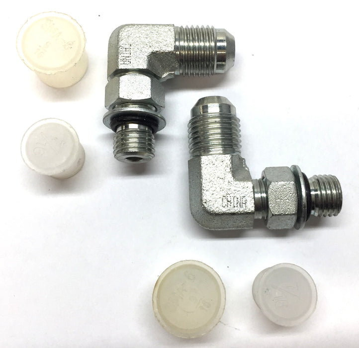 Trackless Vehicles 7/16" O.R 3/8"JIC 90M.ELB Elbow Fitting 6H770 [Lot of 2] NOS