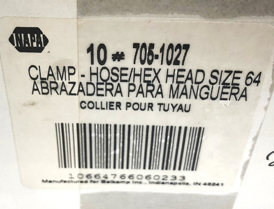 Napa Balkamp Pack of (10) Hose/Hex Head Size 64 Clamp 705-1027 NOS