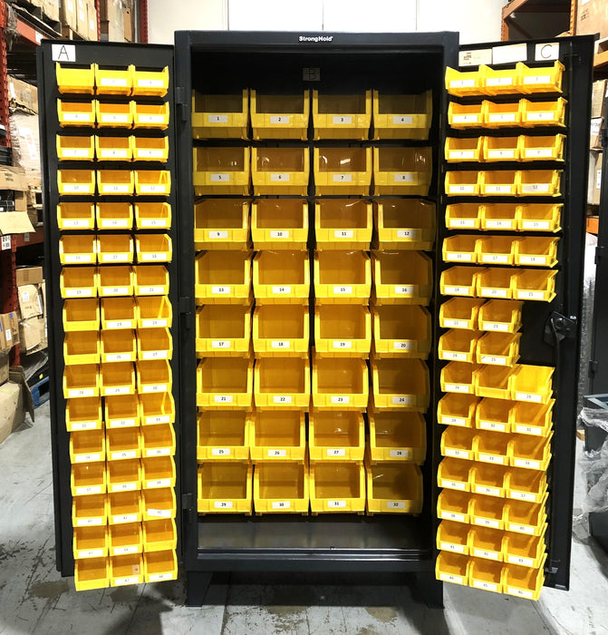 Stronghold 36x24x76 Inch Cabinet With Bins .36-BB-240G USED LOCAL PICKUP ONLY