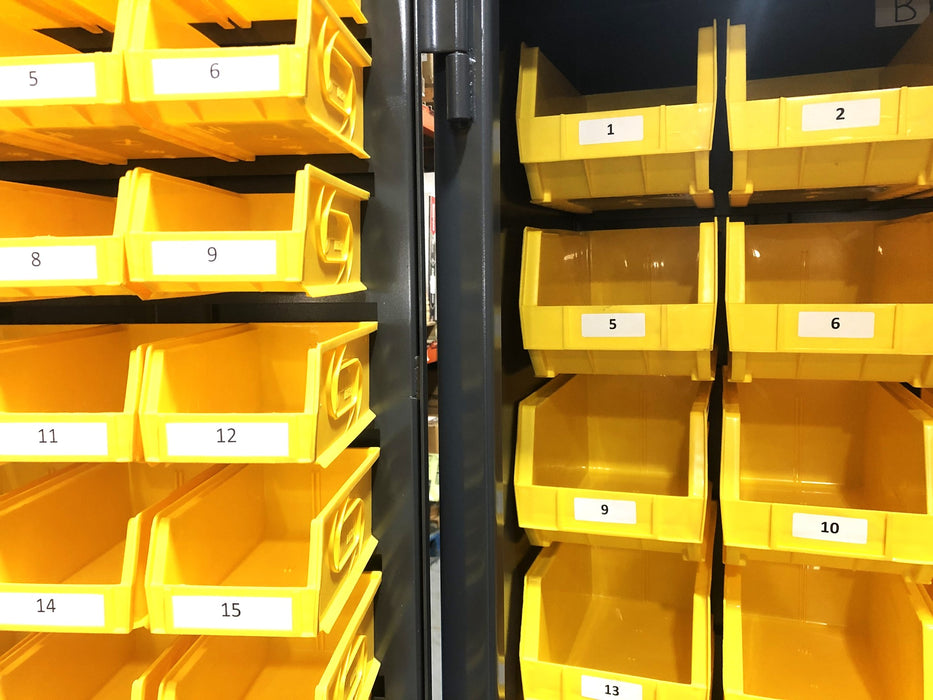 Stronghold 36x24x76 Inch Cabinet With Bins .36-BB-240G USED LOCAL PICKUP ONLY