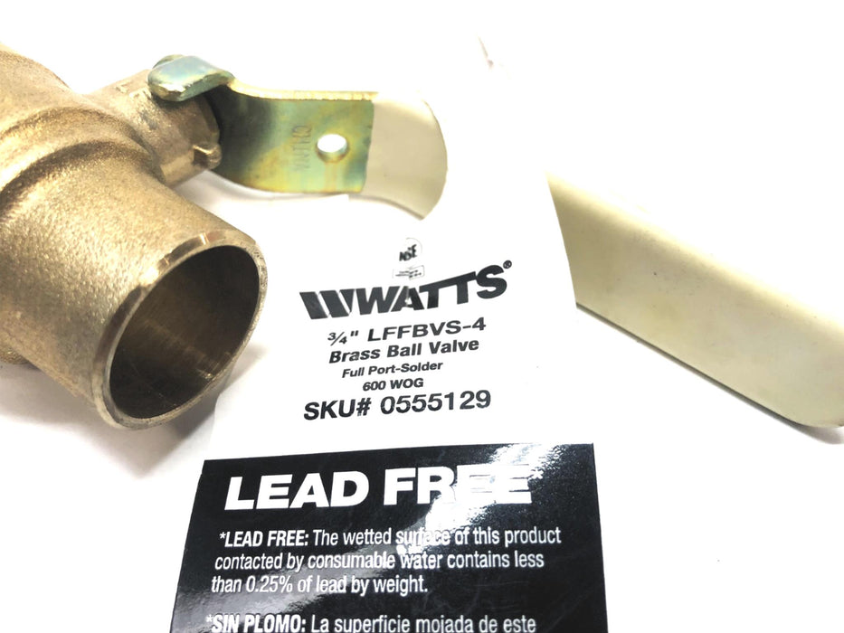 Watts 3/4" Brass Ball Valve 600 WOG LFFBVS-4 [Lot of 2] NOS