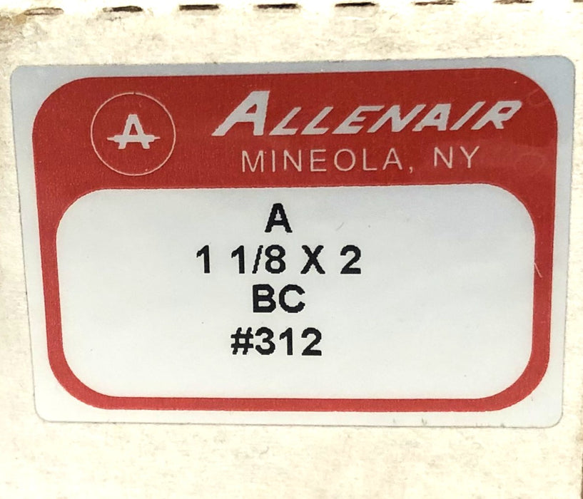 Allenair #312 Pneumatic Air Cylinder A-1-1/8x2-BC NOS