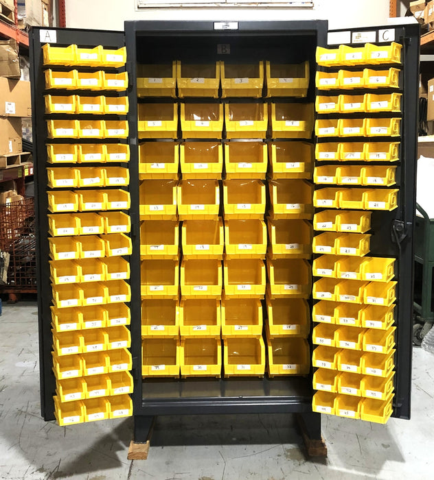 Stronghold 36x24x78IN Mounted Cabinet W/Bins .36-BB-240G USED LOCAL PICKUP ONLY