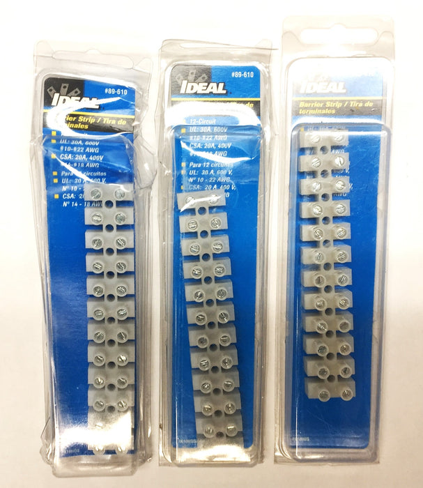 Ideal 12-Circuit Barrier Strip 89-610 [Lot of 3] NOS