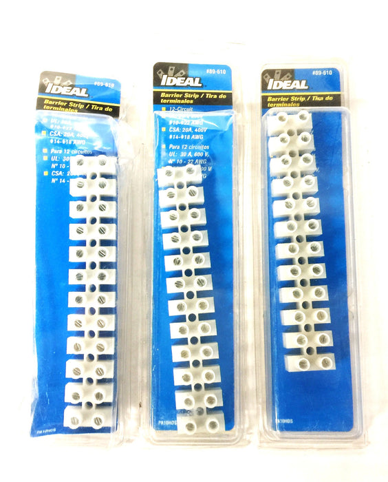 Ideal 12-Circuit Barrier Strip 89-610 [Lot of 3] NOS
