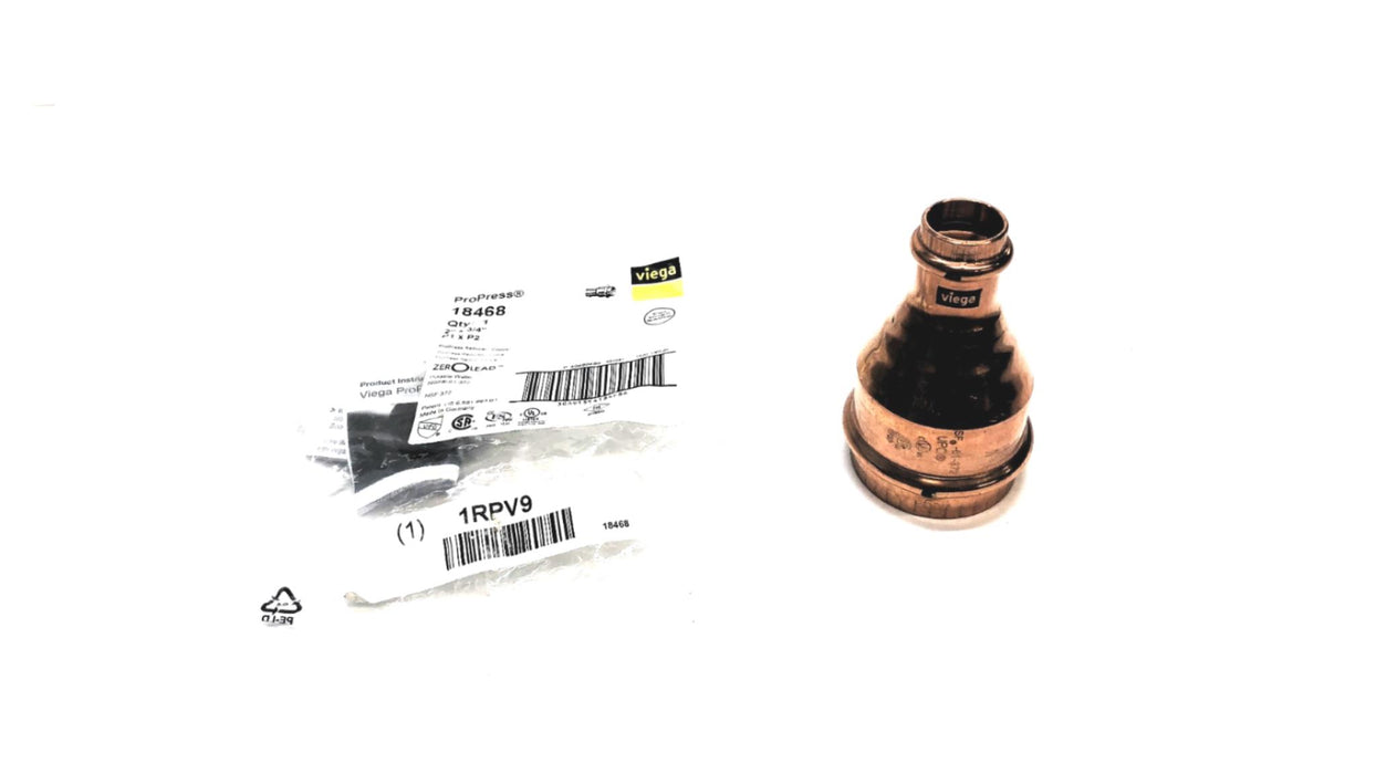 Viega ProPress P1 x P2 2" x 3/4" Zero Lead Copper Reducer 18468 NOS