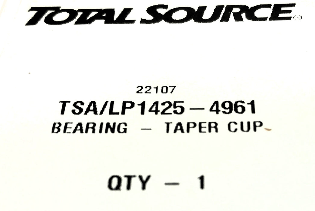 Total Source Tapered Roller Bearing Cup LP1425-4961 NOS