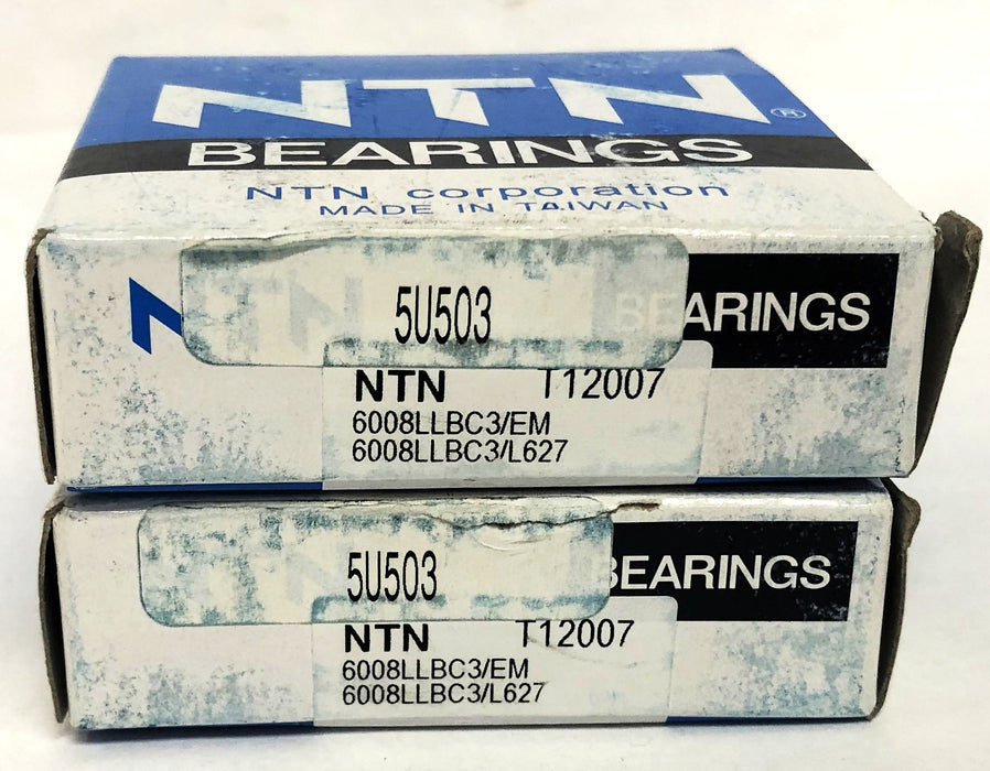 NTN Single Row Ball Bearing 6008LLBC3/EM (6008LLBC3/L627) [Lot of 2] NOS