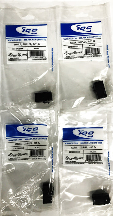 ICC CAT-5e Coupler/Module IC107C5EBK [Lot of 4] NOS