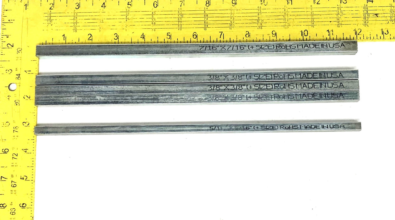 Unbranded Assorted 12 Inch Key Stock 3/8, 5/16, 7/16 [Lot of 5] NOS