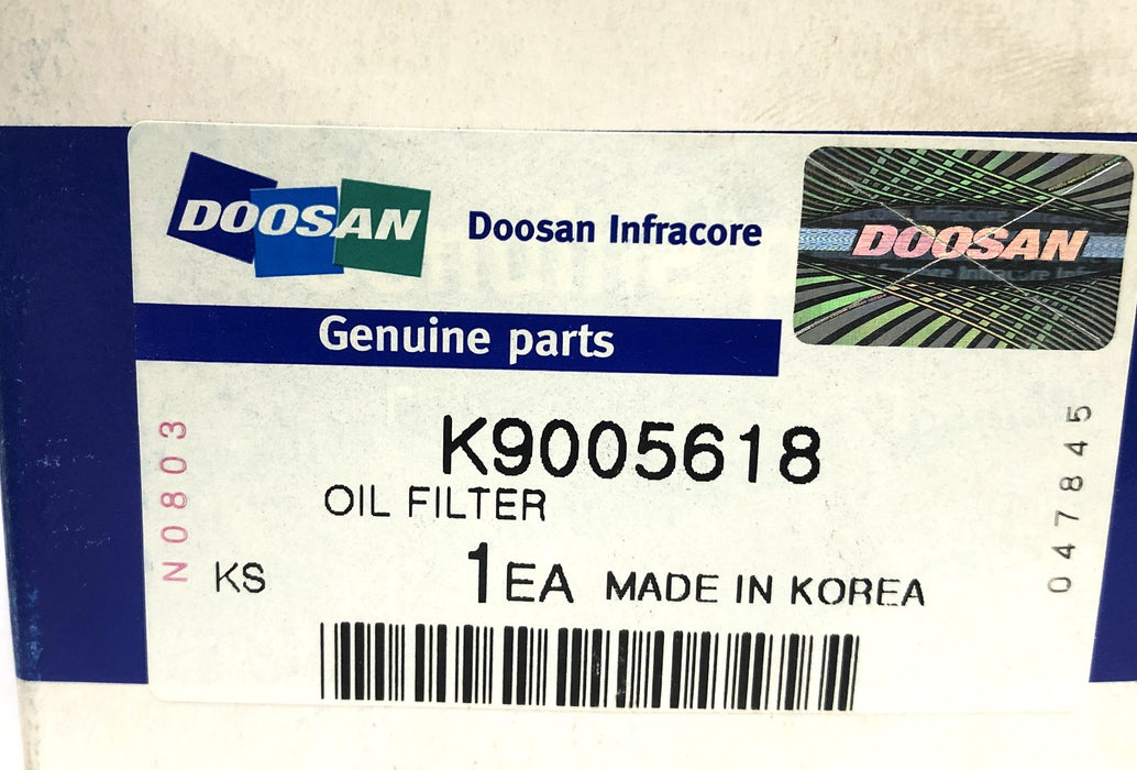 Doosan Oil Filter K9005618 NOS