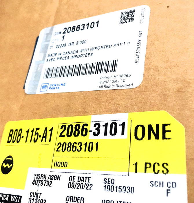 GM General Motors OEM Hood Assembly 20863101 NOS FREIGHT