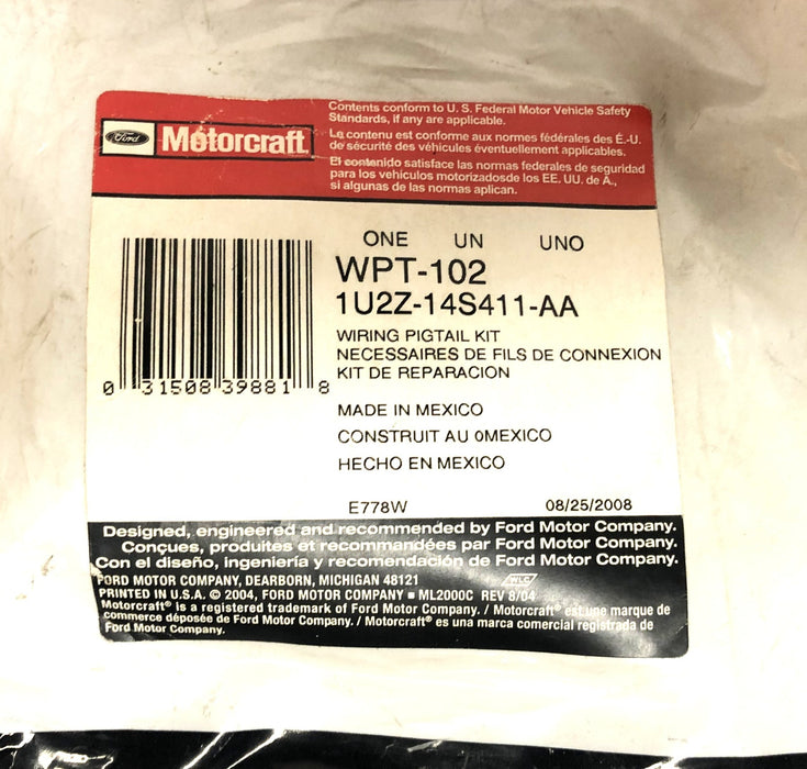 Ford Motorcraft Wiring Pigtail Kit 1U2Z-14S411-AA (WPT-102) NOS
