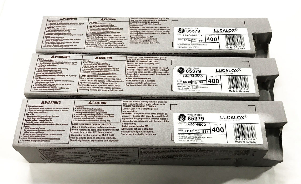 GE 400 watt Lucalox Lamp 85379 [Lot of 3] NOS