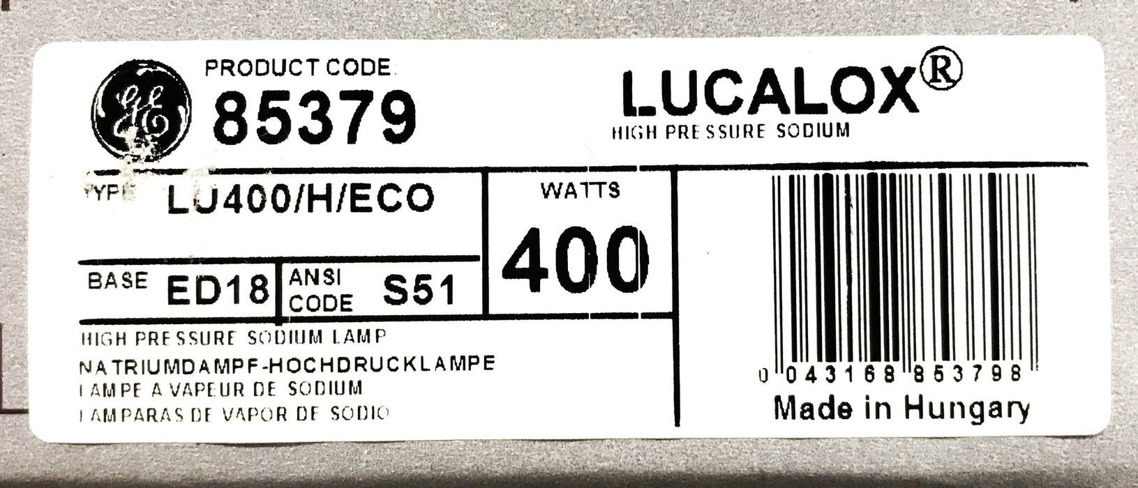 GE 400 watt Lucalox Lamp 85379 [Lot of 3] NOS