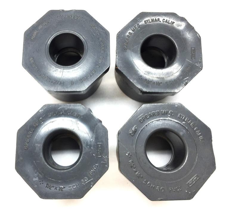 Spears PVC 1-1/2" X 1/2" Split Reducer Bushing SCH80 PVCI 837-209 [Lot of 4] NOS
